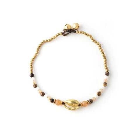 Cowrie Shell Stone & Gold Bracelet 4-Pack