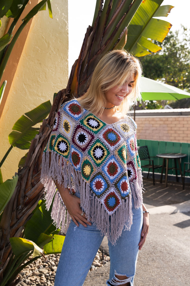 Flower Power Crochet Poncho | Shop Bali Queen