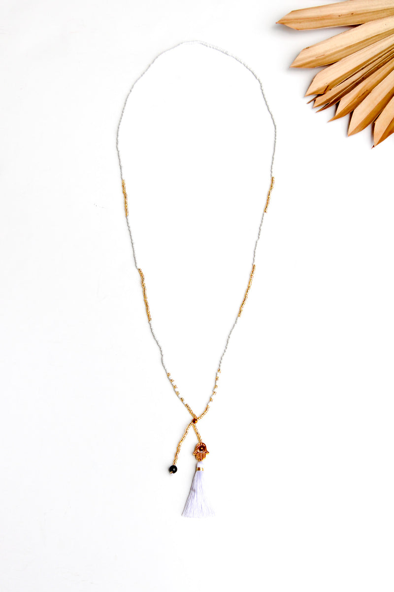 Happy Hamsa Tassel Necklace