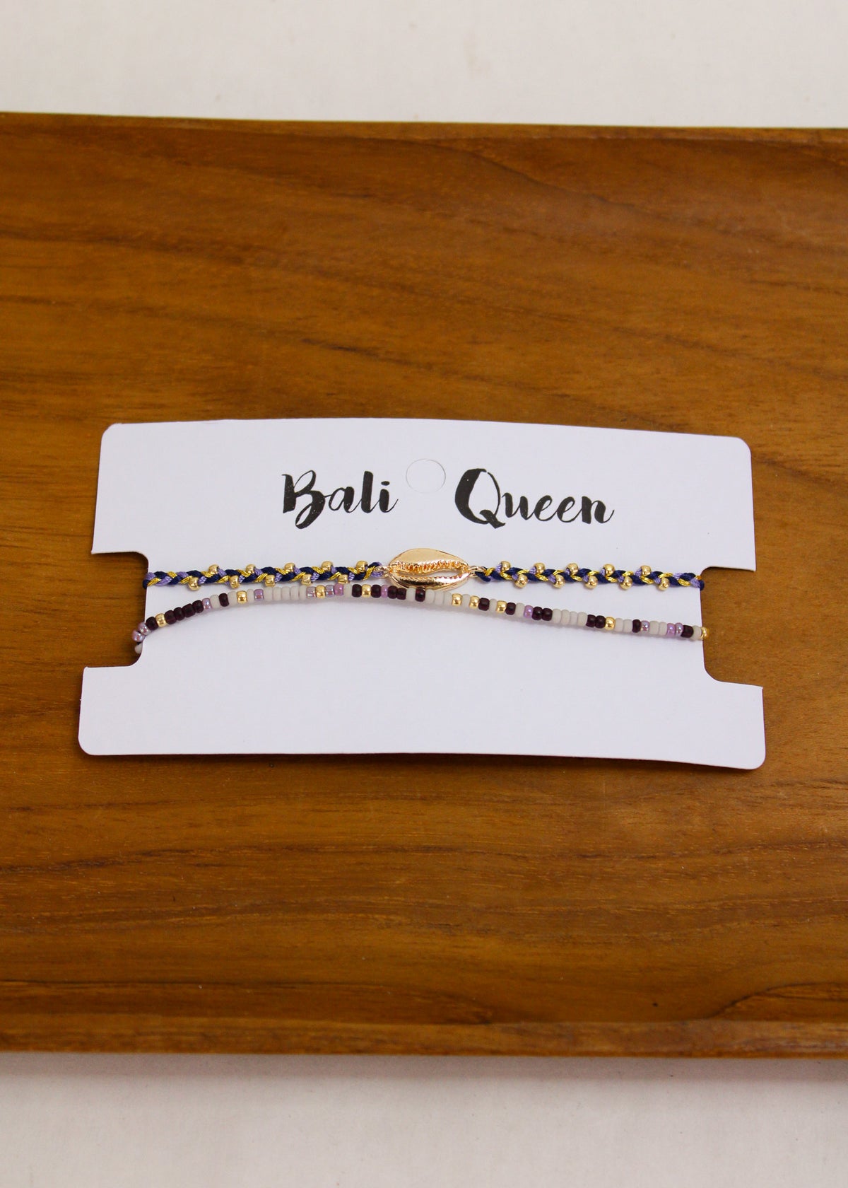 Braided Crystal Cowrie 2 Pack Bracelets | Shop Bali Queen