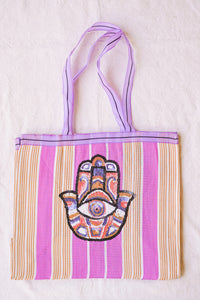 Sequin Hamsa Tote