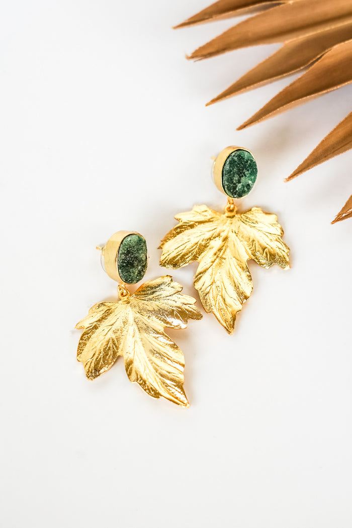 Dasha Druzy Emerald Palm Earring | Shop Bali Queen