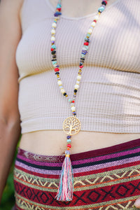 Tree of Life Stone Tassel Necklace