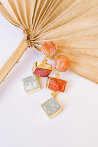 Dasha Amber & Slate Druzy Quartz Earring