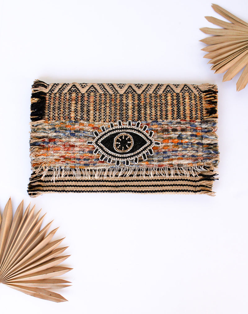 Evil Eye Fringe Clutch