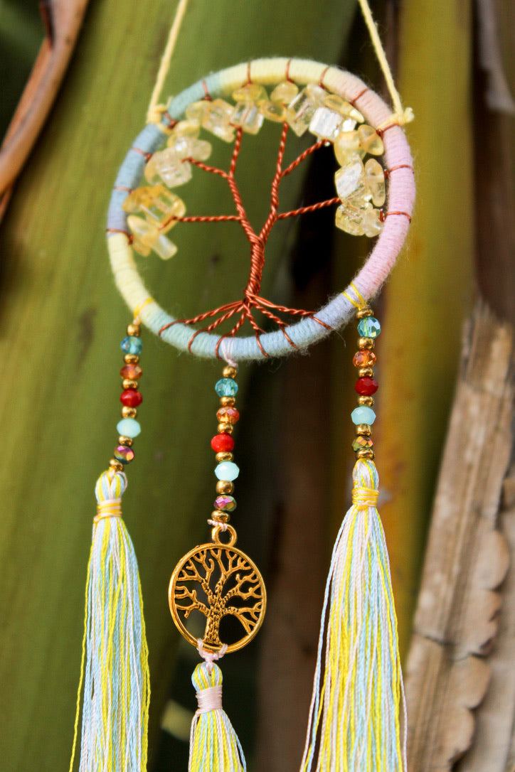 Mini Crystal & Stone Tree of Life Dreamcatcher | Shop Bali Queen