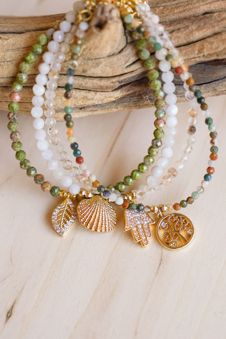 Leaf Unakite Stone Bracelet