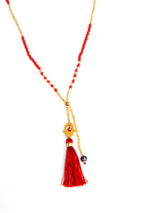 Happy Hamsa Tassel Necklace