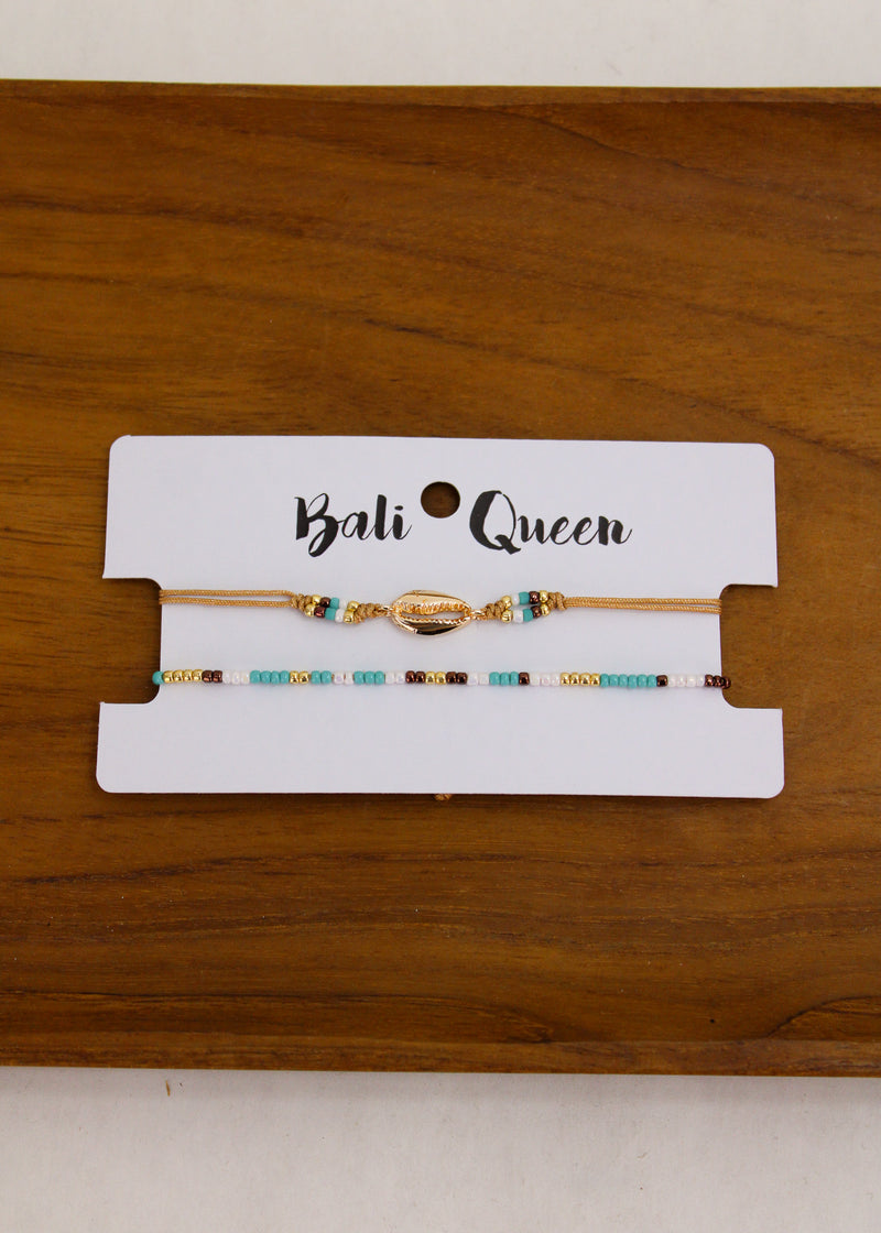 Cowrie Crystal 2 Pack Bracelets | Shop Bali Queen