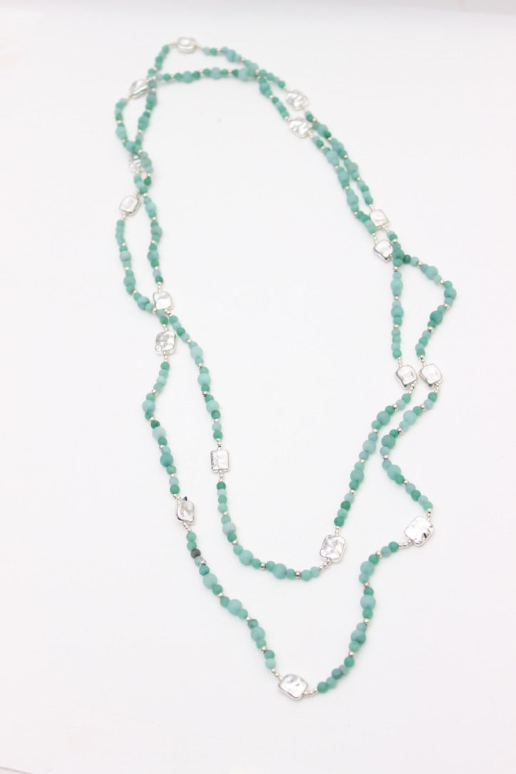 Amazonite Layering Alloy Necklace