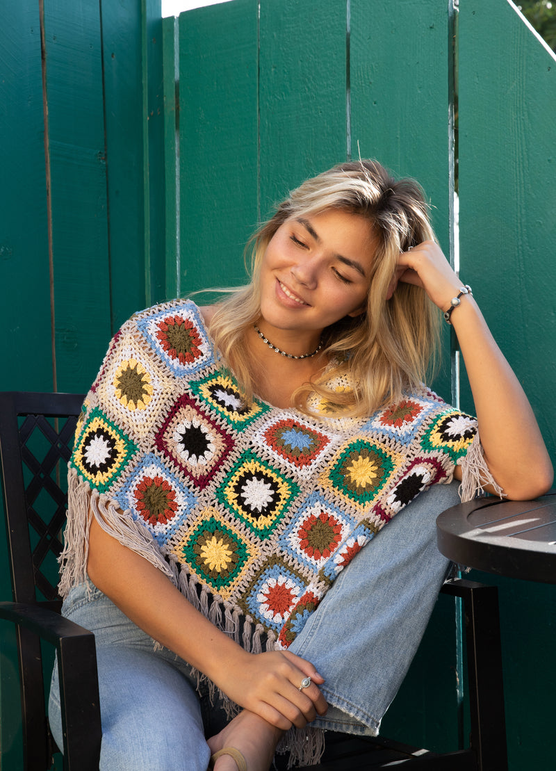 Flower Power Crochet Poncho | Shop Bali Queen