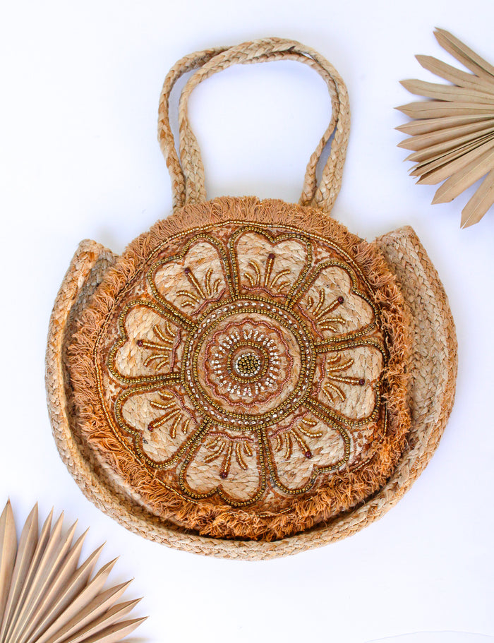 Boho Jute Flower Tote