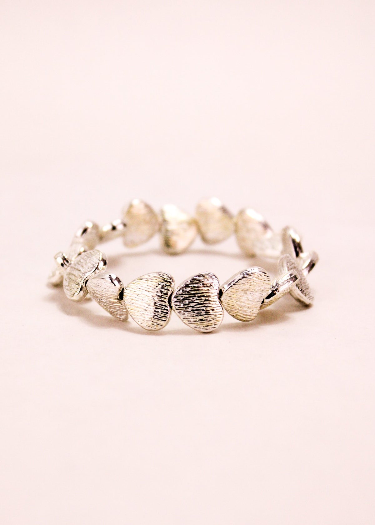 Brushed Heart Alloy Stretch Bracelet #32