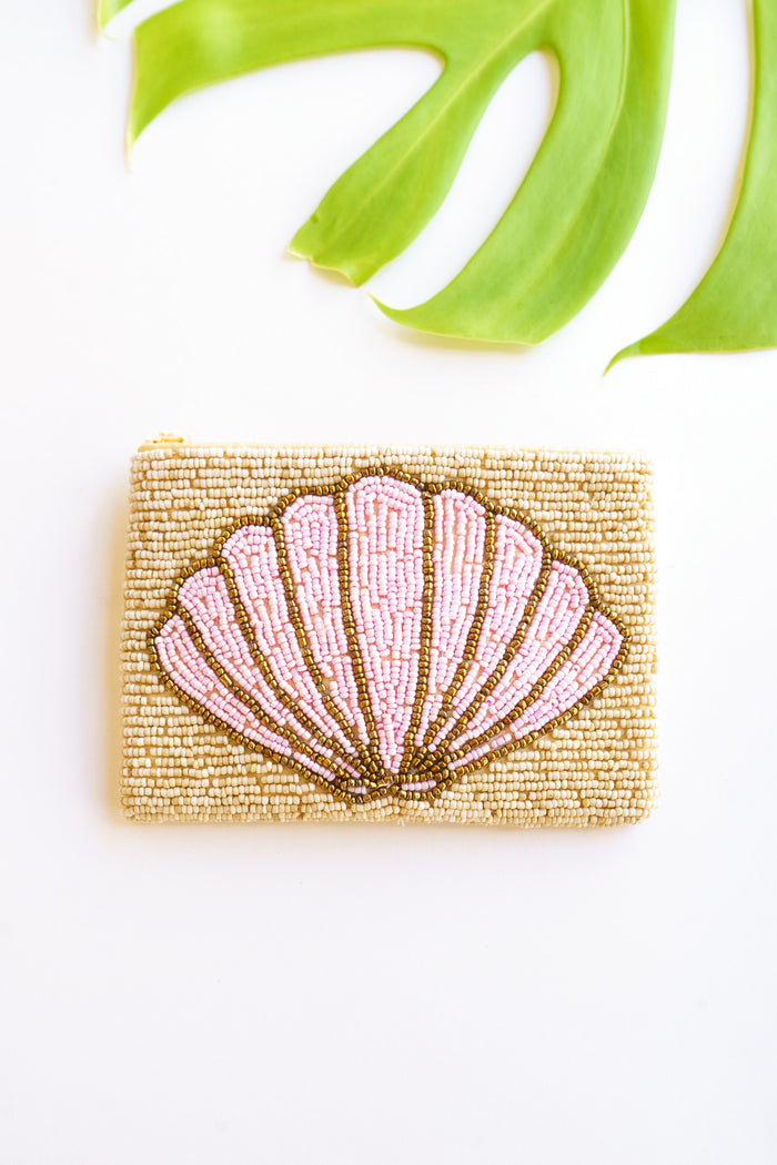 Blooming Shells Beaded Coin Bag