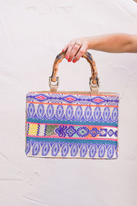 Boho Burlap Evil Eye Purse