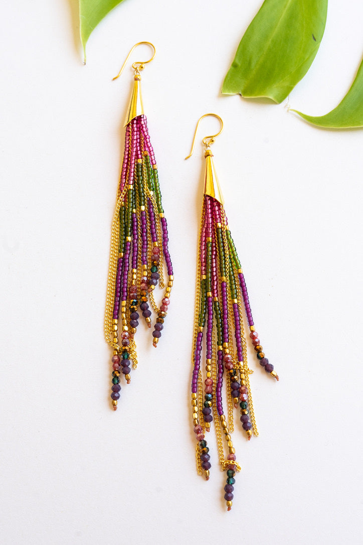 Sunset Tassel Beaded Earrings | Shop Bali Queen