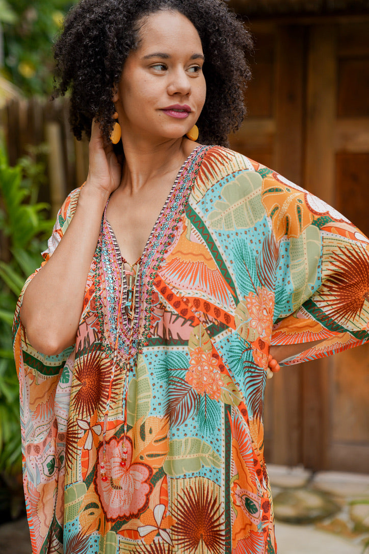 Bombay Jeweled Long Caftan