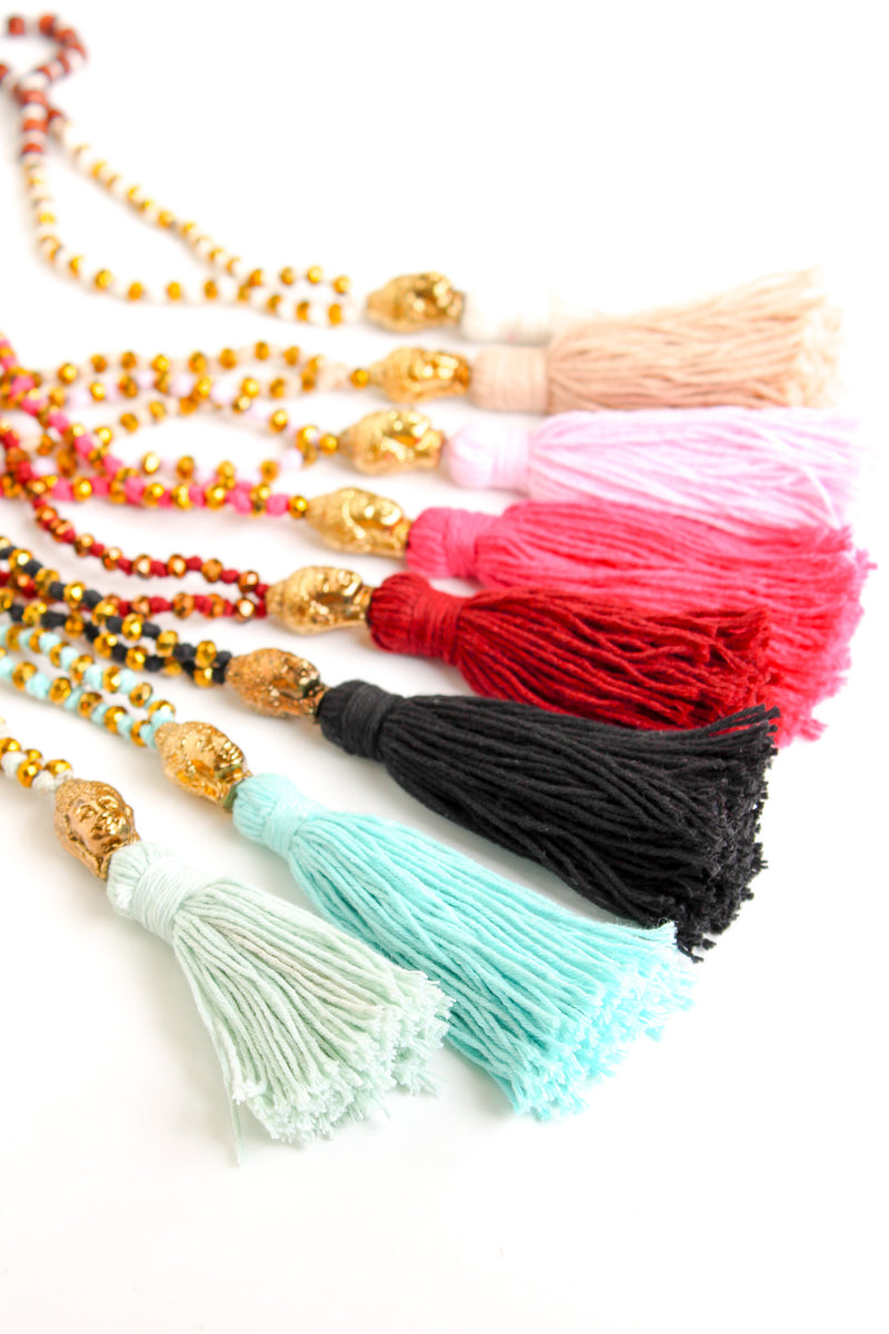 Cotton Buddha Tassel Necklace