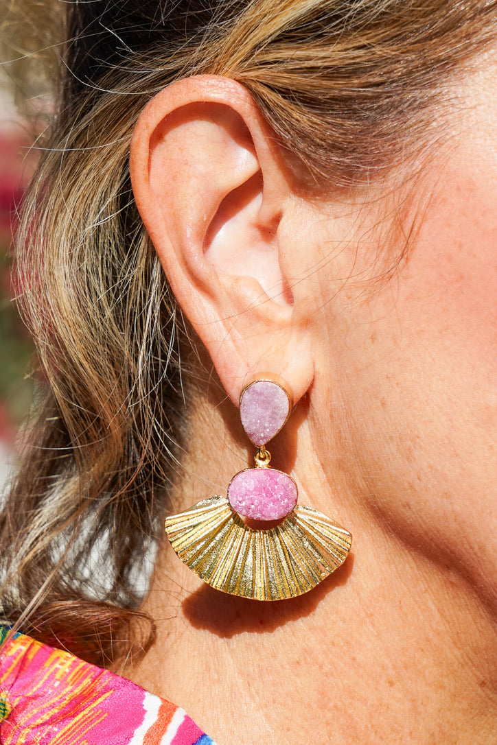 Dasha Druzy Amethyst Palm Earring | Shop Bali Queen