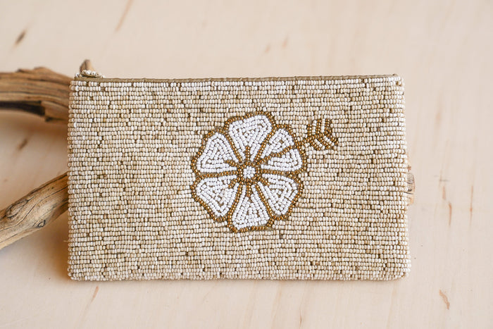 Beach Hibiscus Beaded Clutch