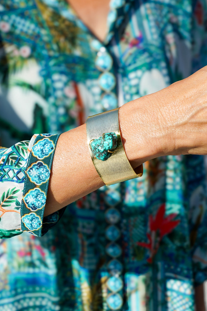 Dasha Turquoise Golden Cuff | Shop Bali Queen