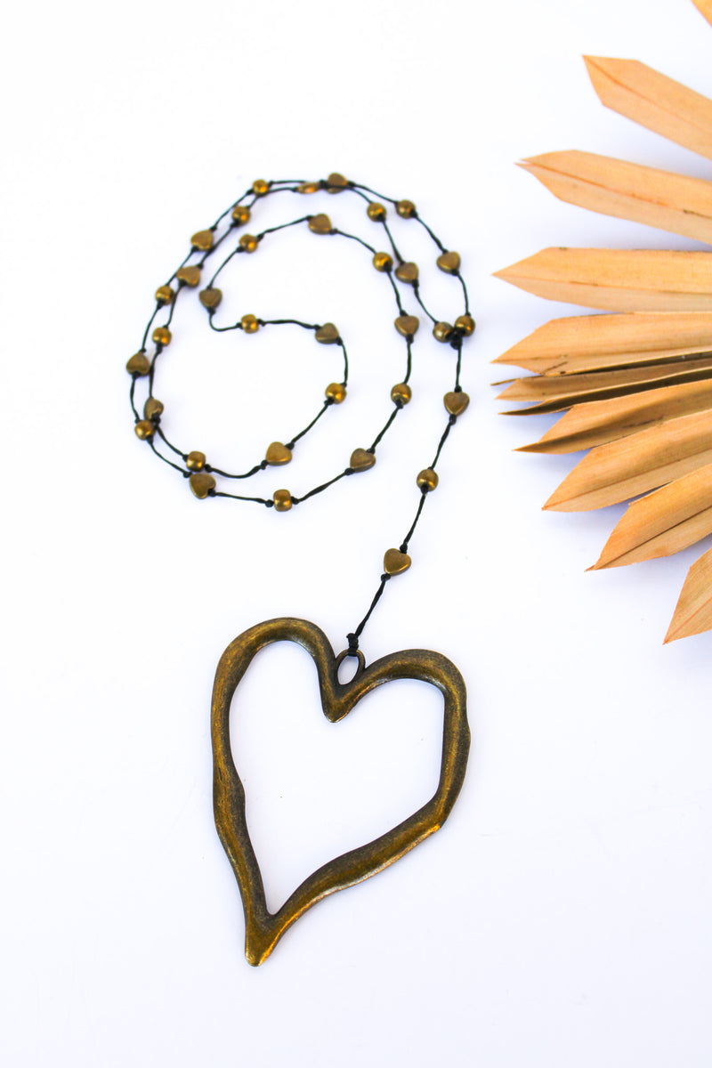 Bronze Open Heart Alloy Necklace