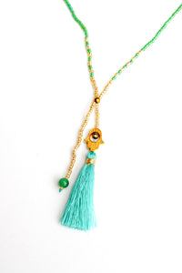 Happy Hamsa Tassel Necklace