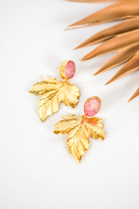 Dasha Pink Chalcedony Palm Earring | Shop Bali Queen