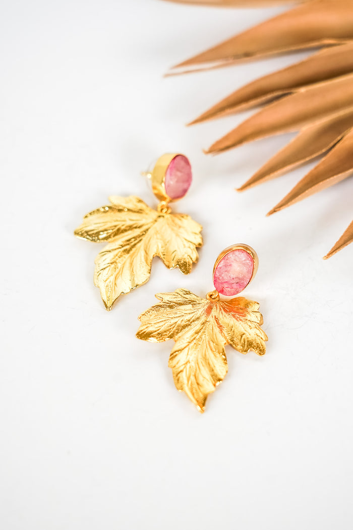 Dasha Pink Chalcedony Palm Earring | Shop Bali Queen