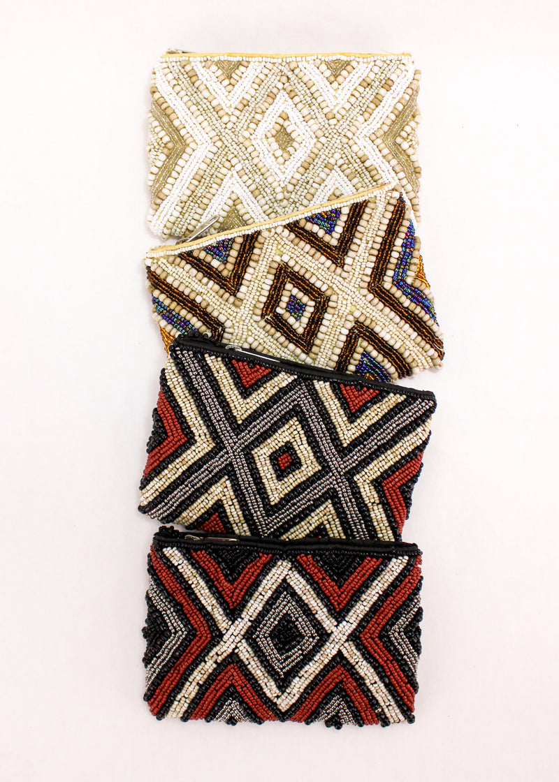 Small Diamond Beaded Coin Bag
