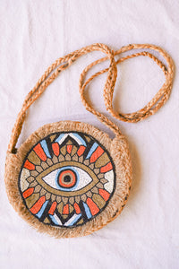 Evil Eye Jute Crossbody