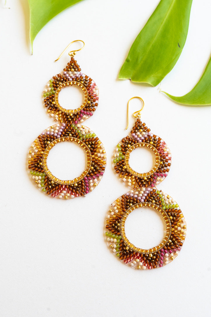 Solstice Double Hoop Beaded Earrings | Shop Bali Queen