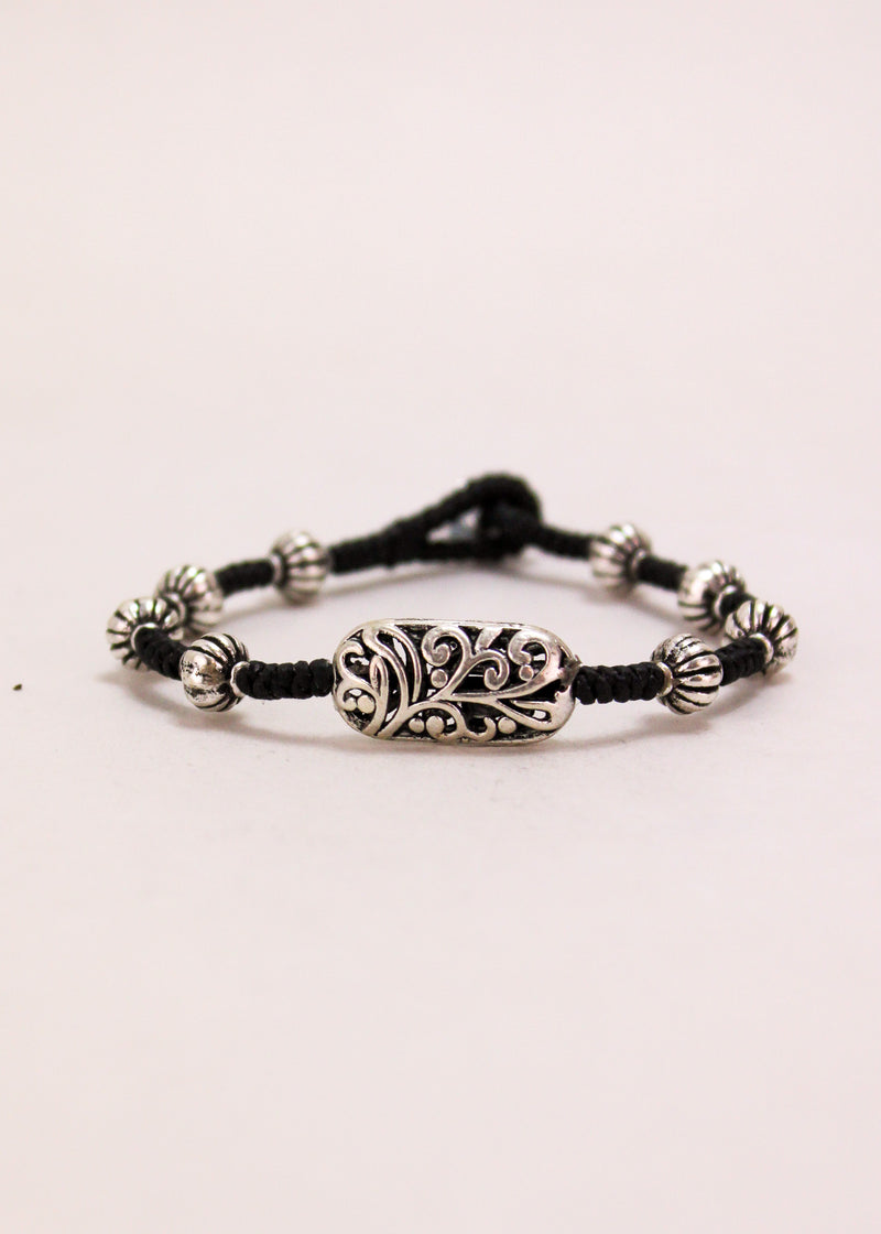 Silver Arabesque Rectangle Alloy Bracelet #52