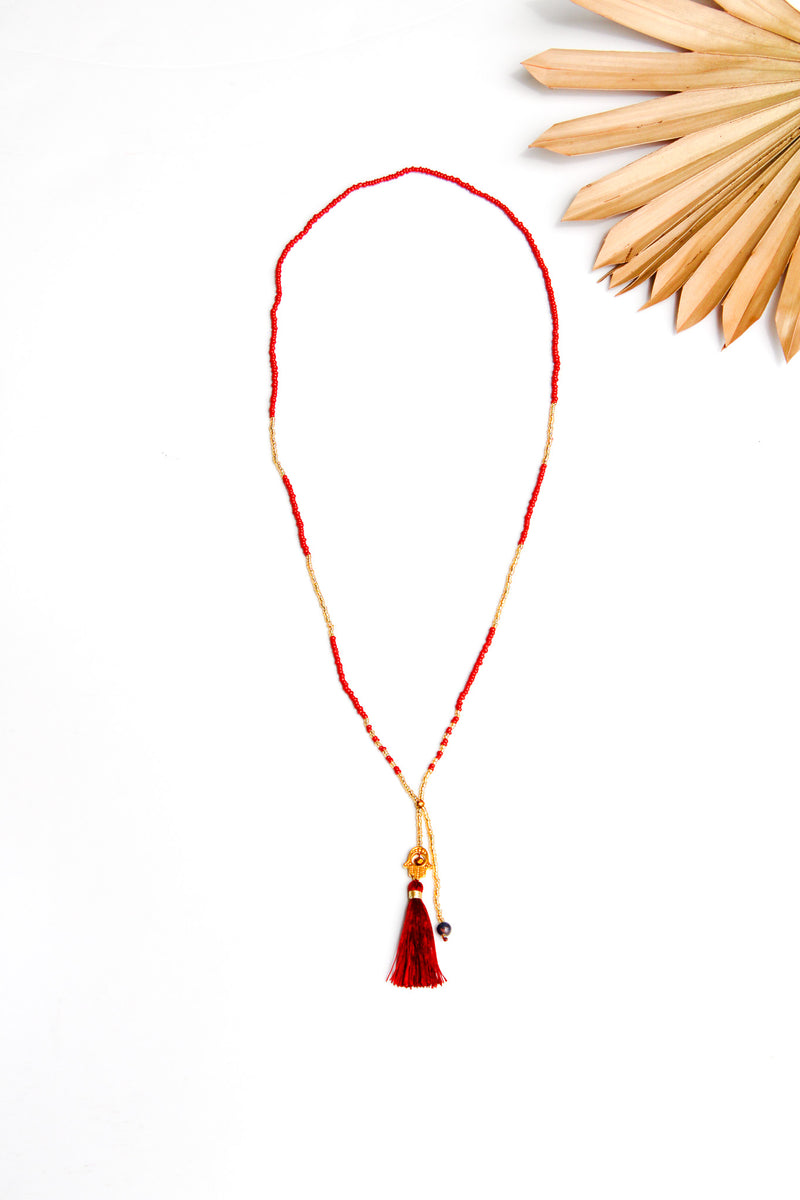 Happy Hamsa Tassel Necklace