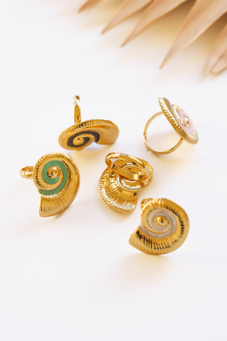Sundial Gold Shell Rings | Shop Bali Queen