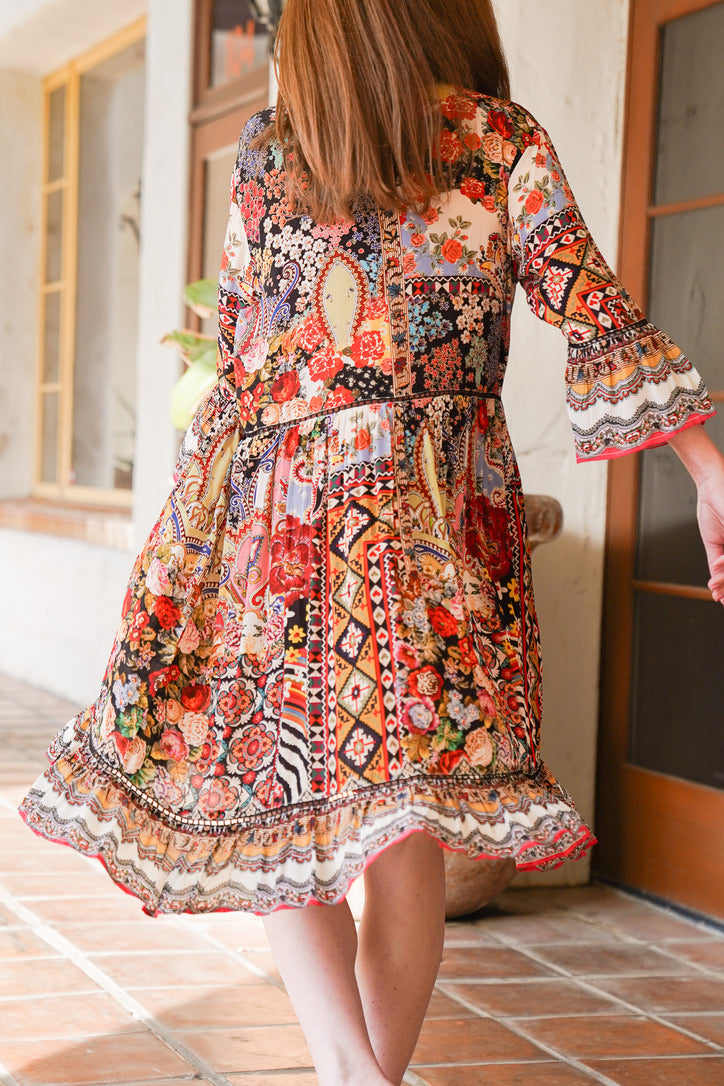 Bombay Long Sleeve Shirt Dress | Shop Bali Queen