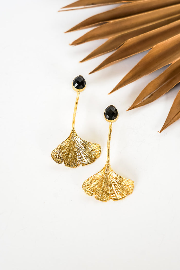 Dasha Onyx Lotus Drop Earring | Shop Bali Queen