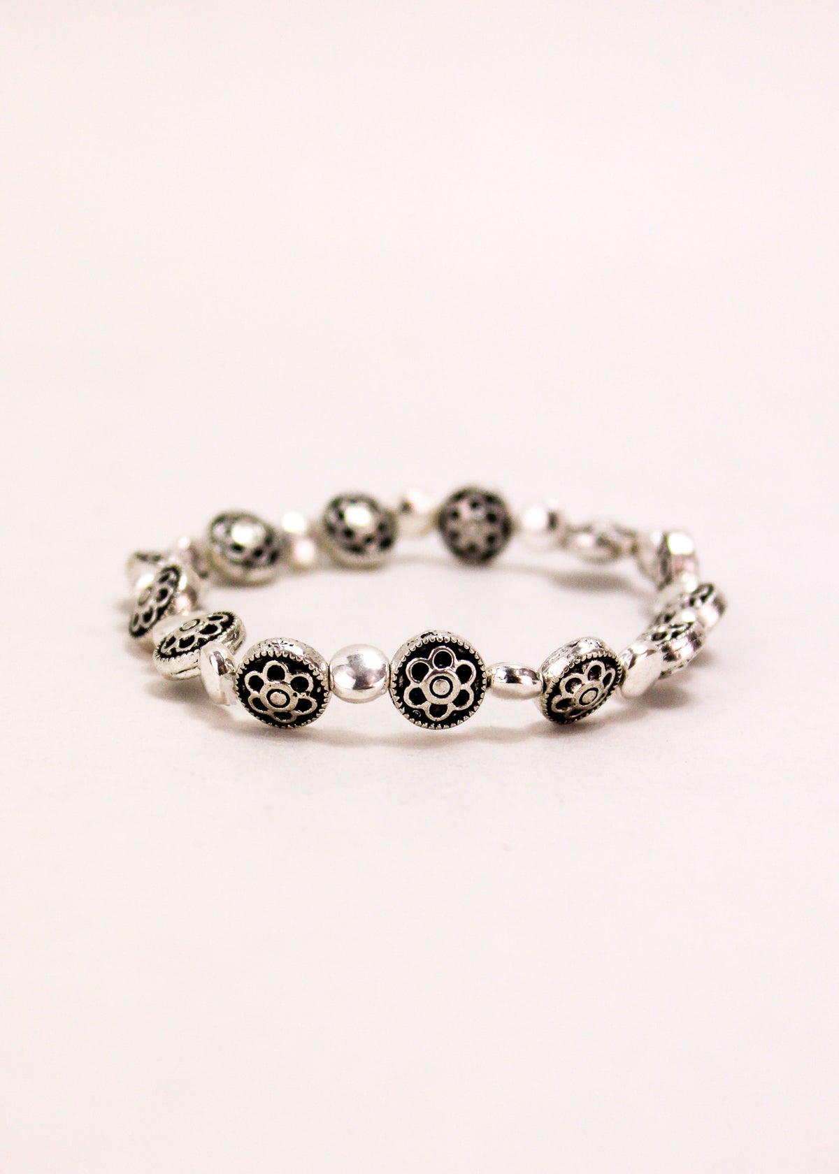 Flower and Dot Alloy Stretch Bracelet #60