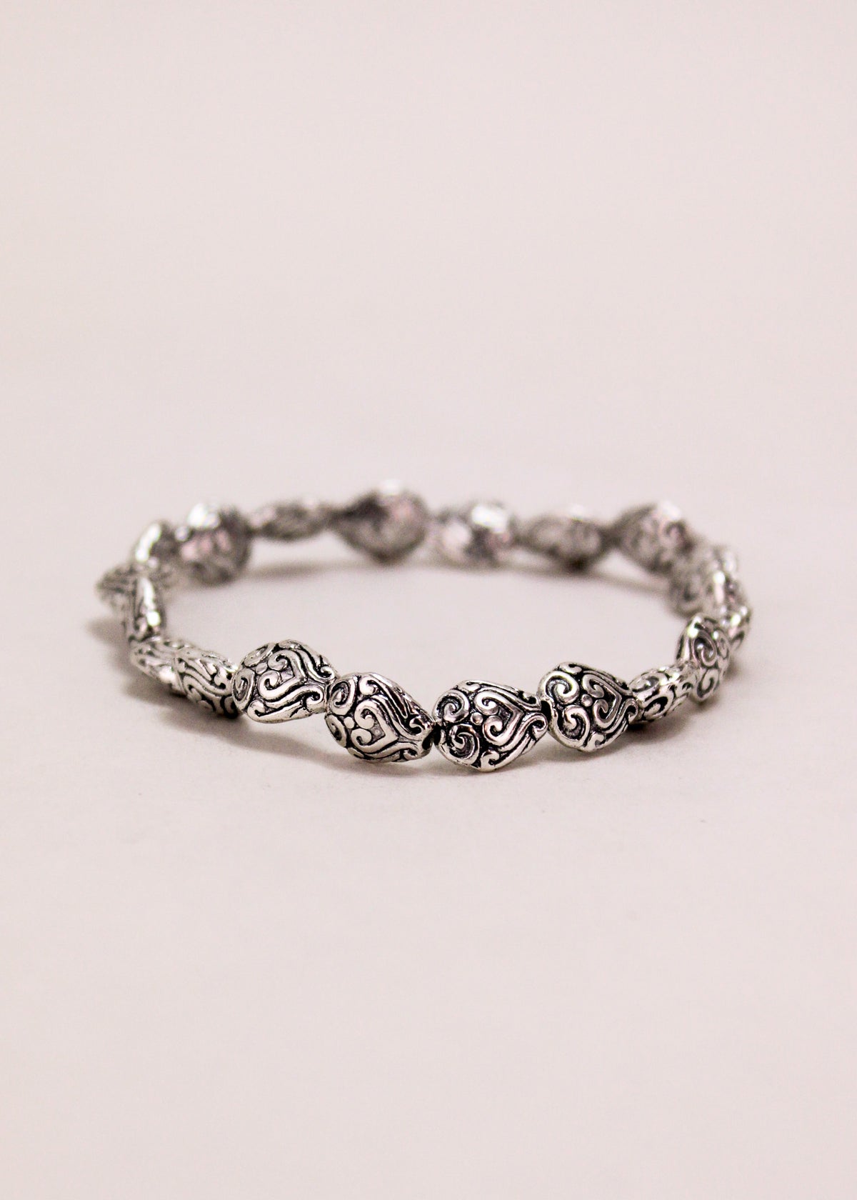 Filigree Teardrop Heart Stretch Bracelet #61
