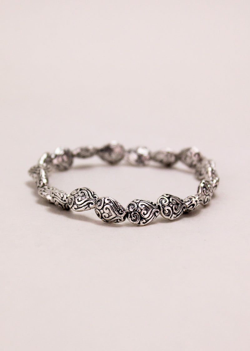 Filigree Teardrop Heart Stretch Bracelet #61