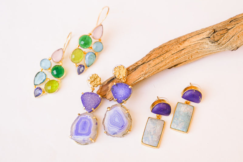 Dasha Ocean Quartz & Lapis Earring