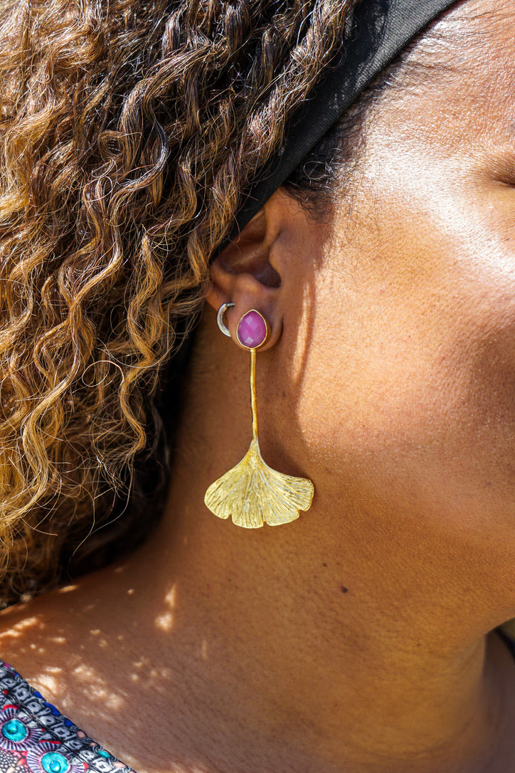 Dasha Pink Lotus Drop Earring | Shop Bali Queen