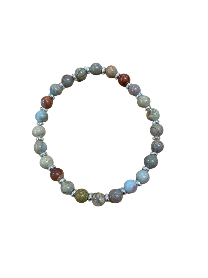 Unisex Picasso Jasper Alloy Stretch Bracelet | Shop Bali Queen