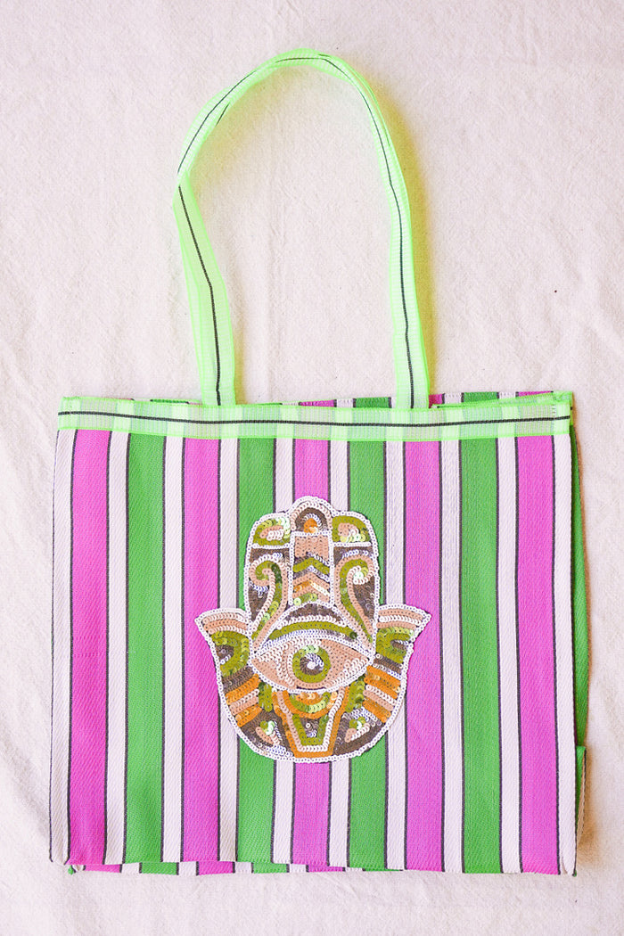 Sequin Hamsa Tote