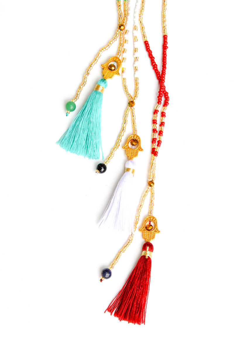 Happy Hamsa Tassel Necklace