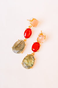 Dasha Labradorite & Ruby Earring