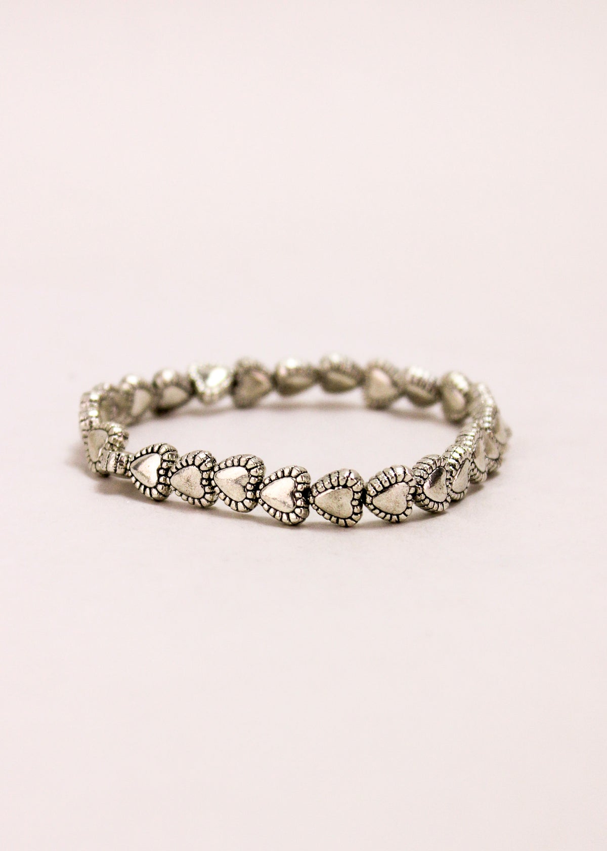 Ribbed Heart Alloy Stretch Bracelet #71