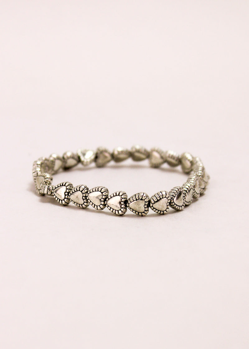 Ribbed Heart Alloy Stretch Bracelet #71