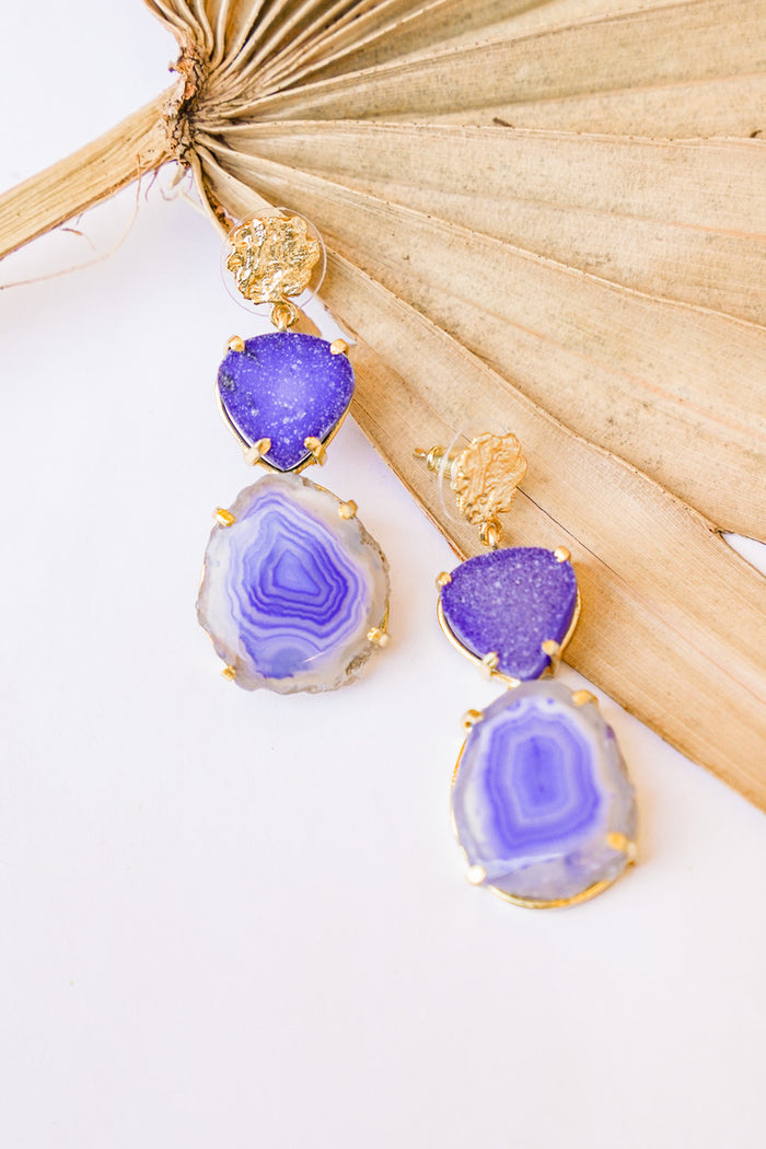 Dasha Navy Druzy Quartz Earring | Shop Bali Queen
