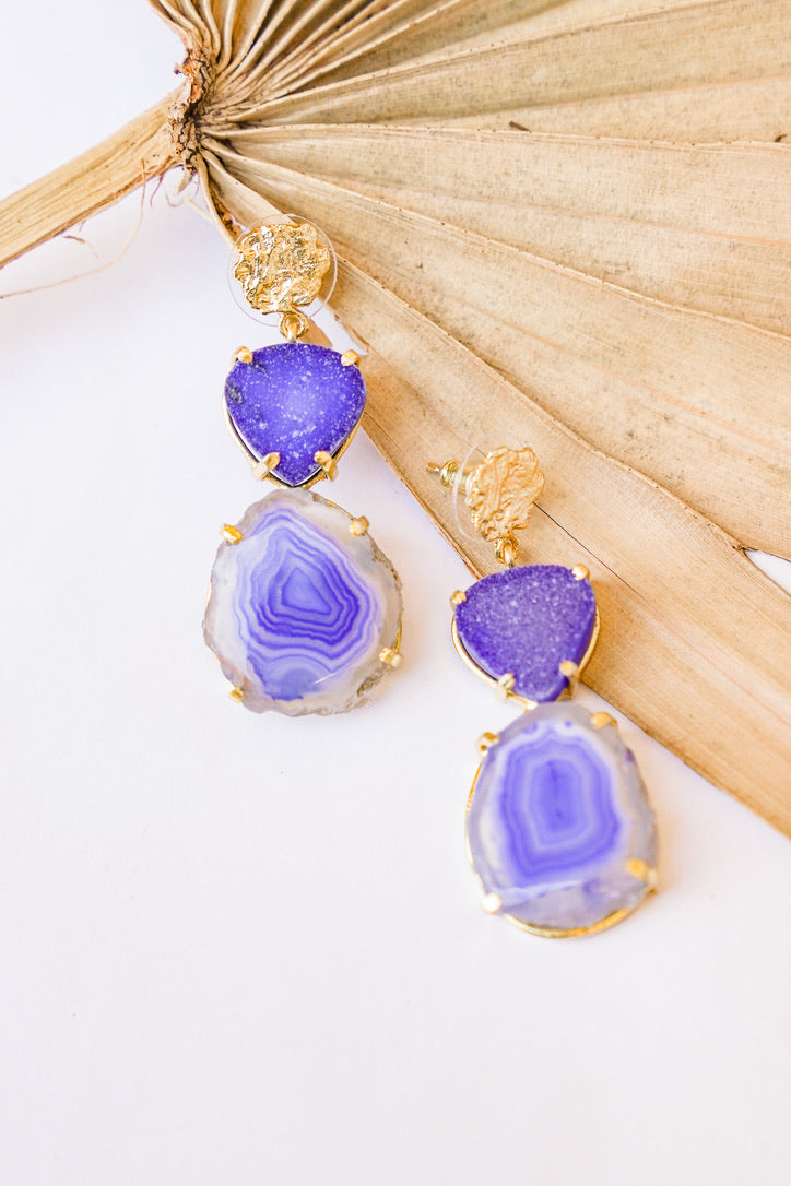 Dasha Navy Druzy Quartz Earring | Shop Bali Queen